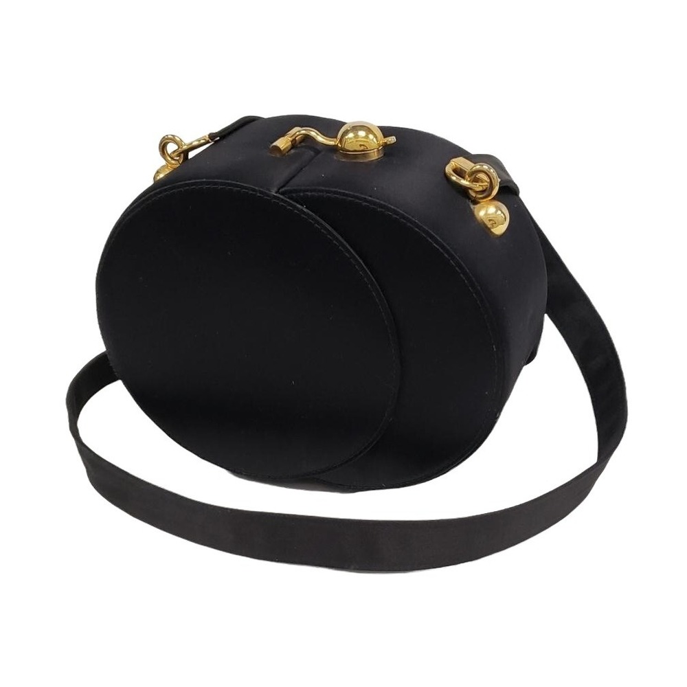 Franco Bellini black satin round shoulder/evening bag Italy